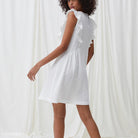 White ruffled mini dress from Summer French Pajamas in natural comfortable cotton fabric