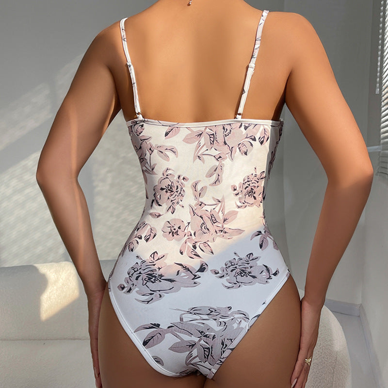 Floral print one-piece swimsuit from Cute Boning Vintage Corset, stylish وملابس for fashion lovers