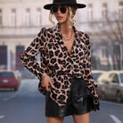 Casual langry leopard print blouse with ruffled sleeves