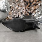 Langry fashion black patent leather pointed toe stiletto ankle boots