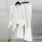 Langry fashion white peplum blazer and flare pants set