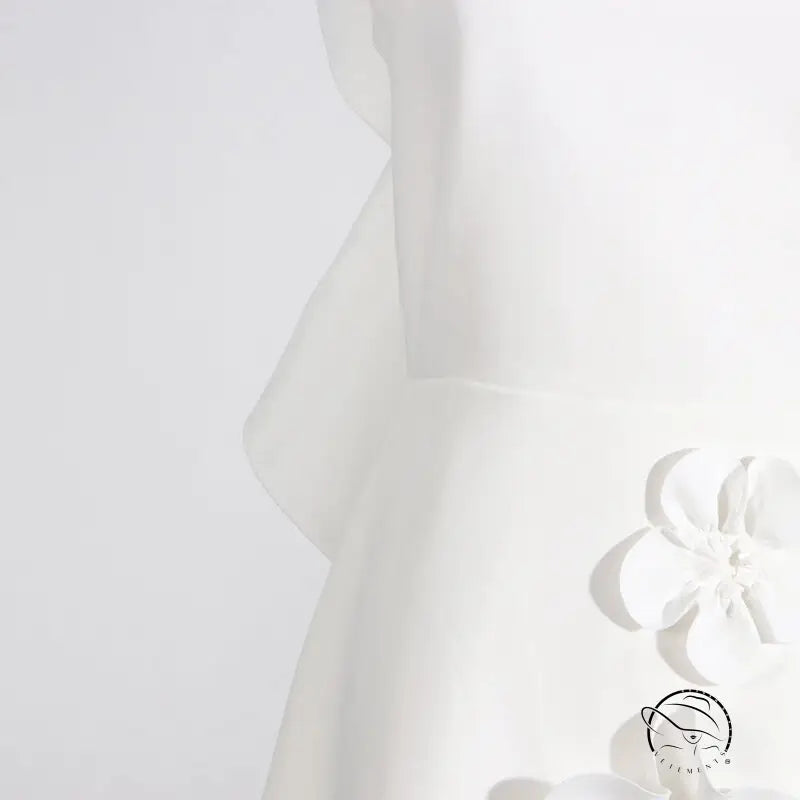 Slim fit floral summer white dress with high grade stitching