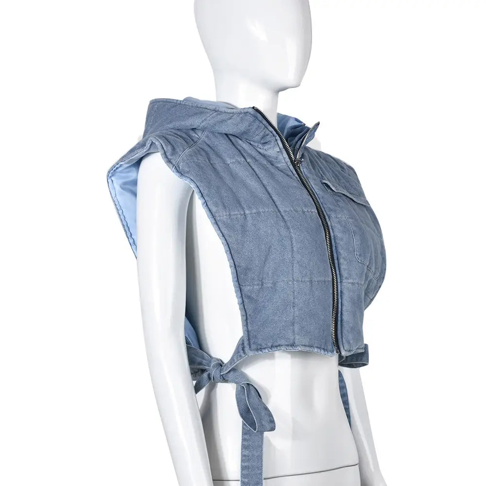 Hooded Sleeveless Short Vest