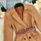 Langry fashion caramel trench coat with suede blazer style