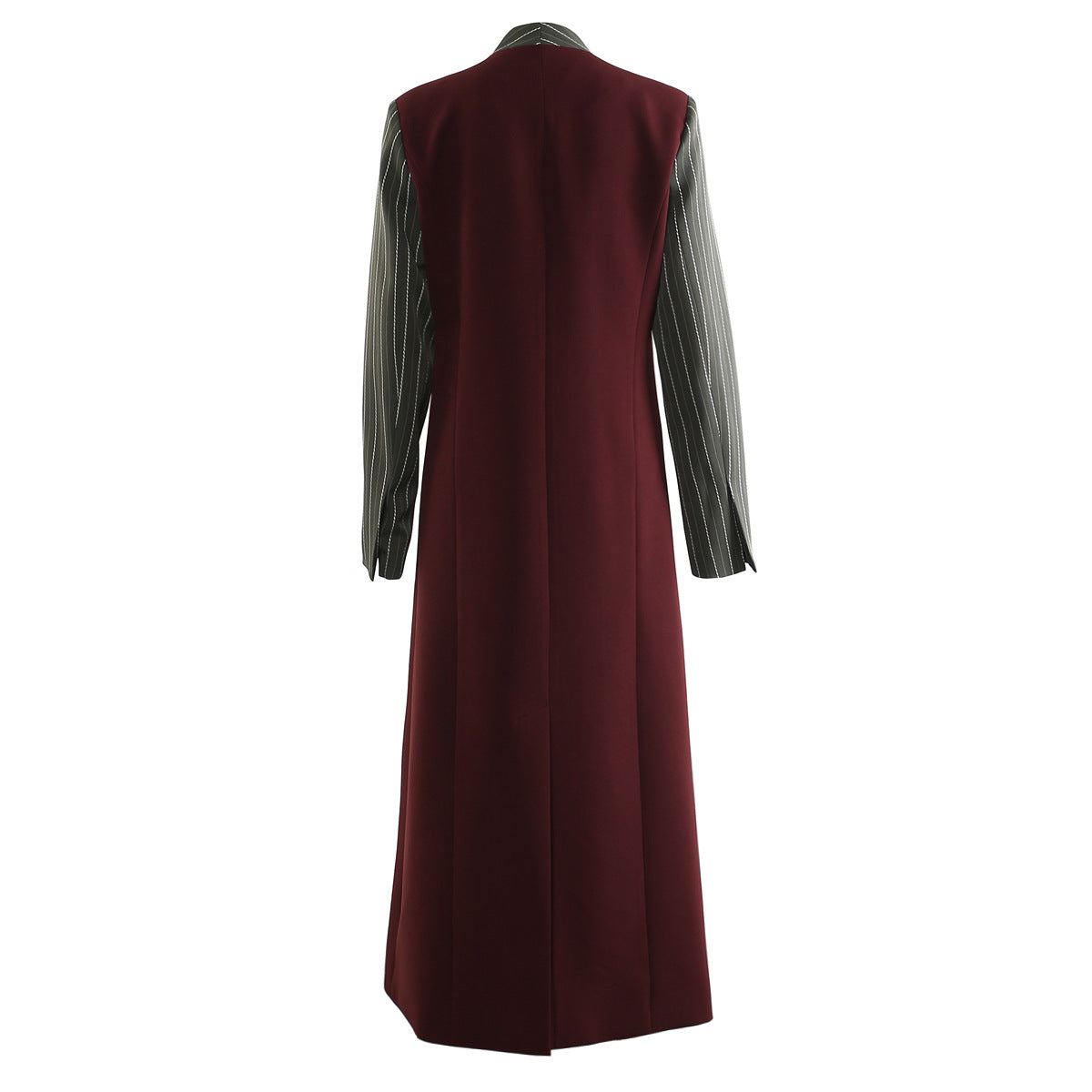 Cozy Red Striped Long Trench Coat