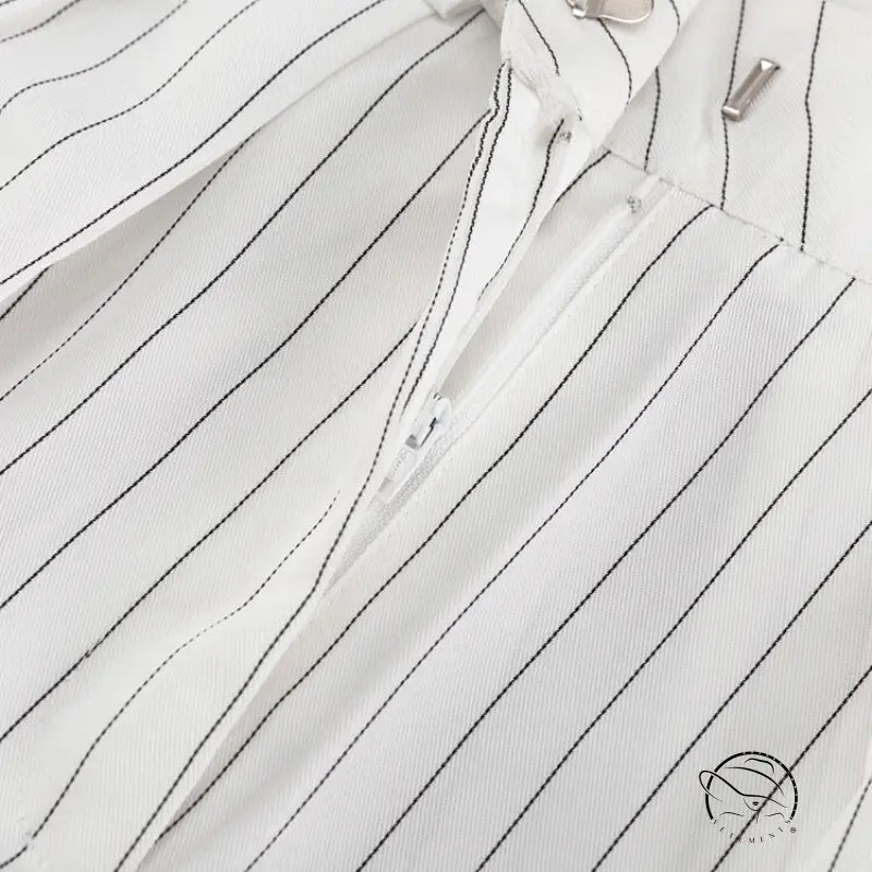 Elegant Striped Top Wide Leg Pants Office Two Piece Sets