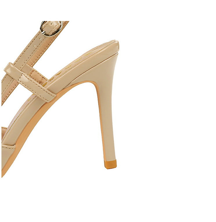 French v Shaped Square Buckle Pointed High Heels