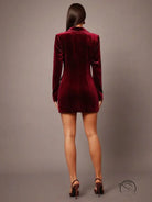 Elegant burgundy velvet blazer dress in langry fashion ملابس