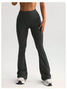 Langry black high-waisted flared yoga pants in stretchy fashion fabric