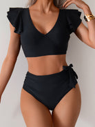 Black two-piece Stunning High Waist Bikini, a stylish choice for langry fashion ملابس