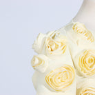 Delicate cream-colored roses adorn the Puff Sleeve Summer Floral Set in elegant fashion