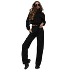 Black cropped tracksuit from the Elegant Vetements Suit collection with long sleeves