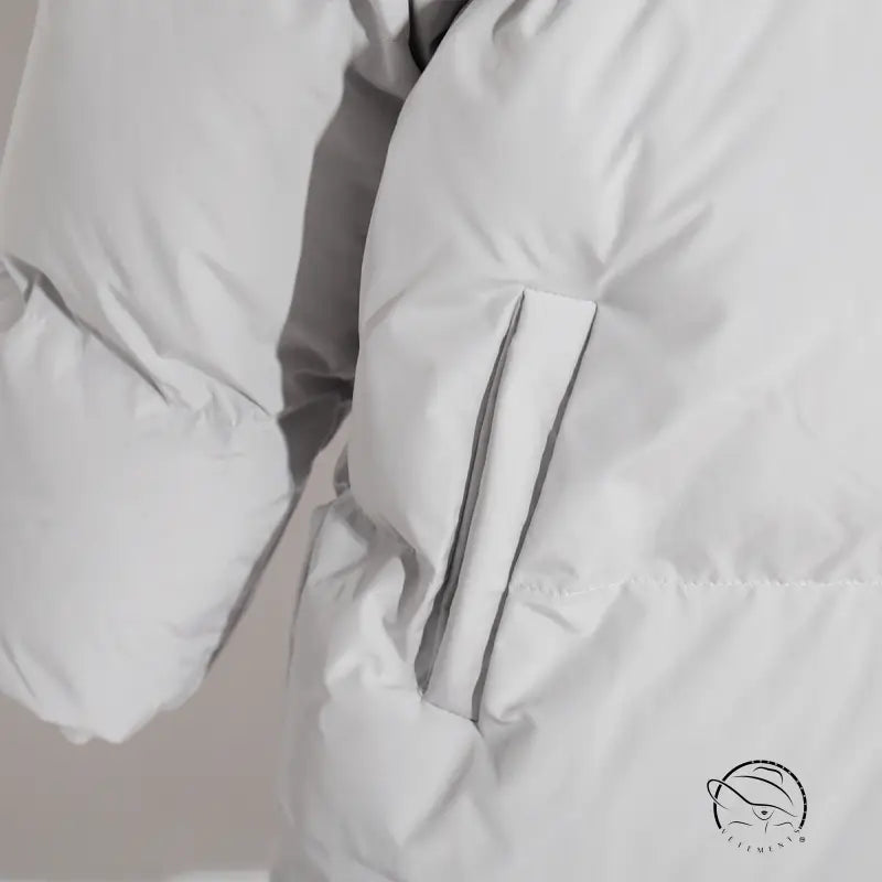 White puffer jacket detail in langry fashion cotton coat