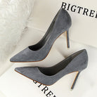 Gray suede Langry fashion pointed toe stiletto high heel pumps