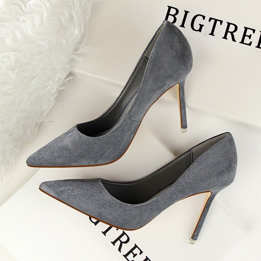 Gray suede Langry fashion pointed toe stiletto high heel pumps