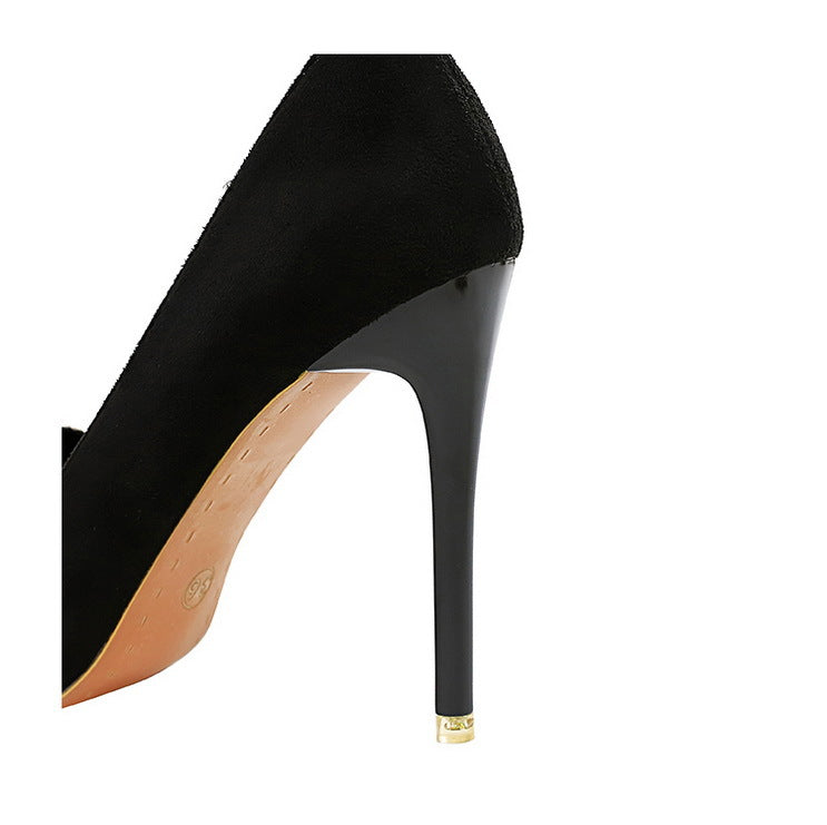 Shallow Mouth Pointed Toe Rhinestone Bow High Heel