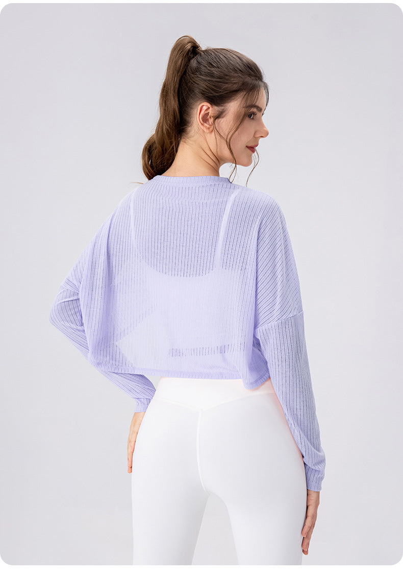 Women Yoga Blouse Long Sleeve Lightweight Breathable Workout Top Loose Outdoor Running Casual Sports