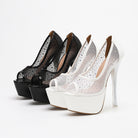 Elegant langry fashion waterproof platform high heels with rhinestones