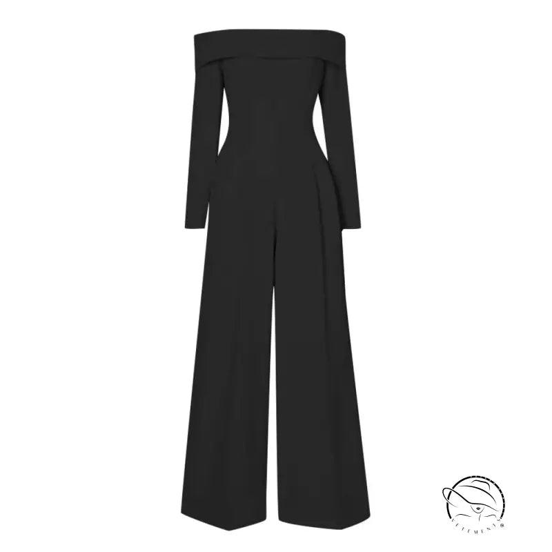 Black off-the-shoulder summer goddess neck jumpsuit by Langry