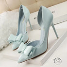Pale blue Langry fashion stiletto heels with sweet bowknot toes