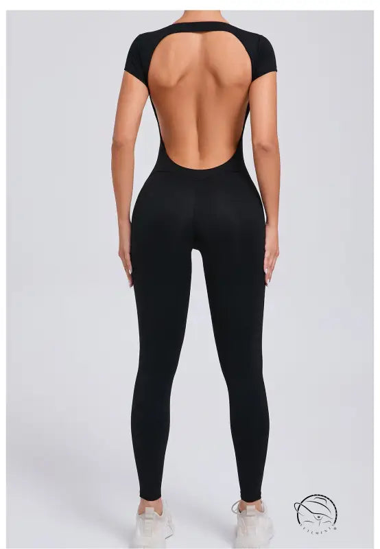 Langry black backless quick-drying yoga bodysuit in fashion ملابس