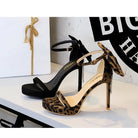 Cocktail Open Toe Platform Rhinestone Back Bowknot High Heel