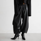 Loose Faux Leather Trousers
