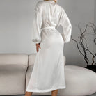 White langry satin robe in loose casual fashion homewear