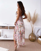 Floral print maxi dress from Bohemian Summer Sling Dress Loose Chiffon fashion ملابس