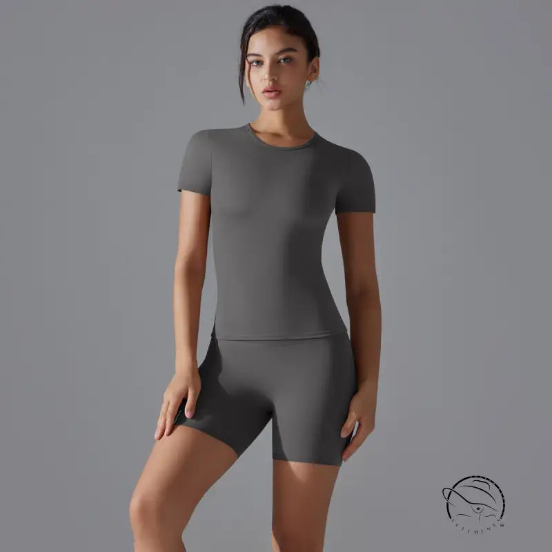 Spring Autumn t Shirt Quick Drying Yoga Clothes Short Sleeve Slim Fit Fitness Blouse Outdoor Running Sports Suit Women