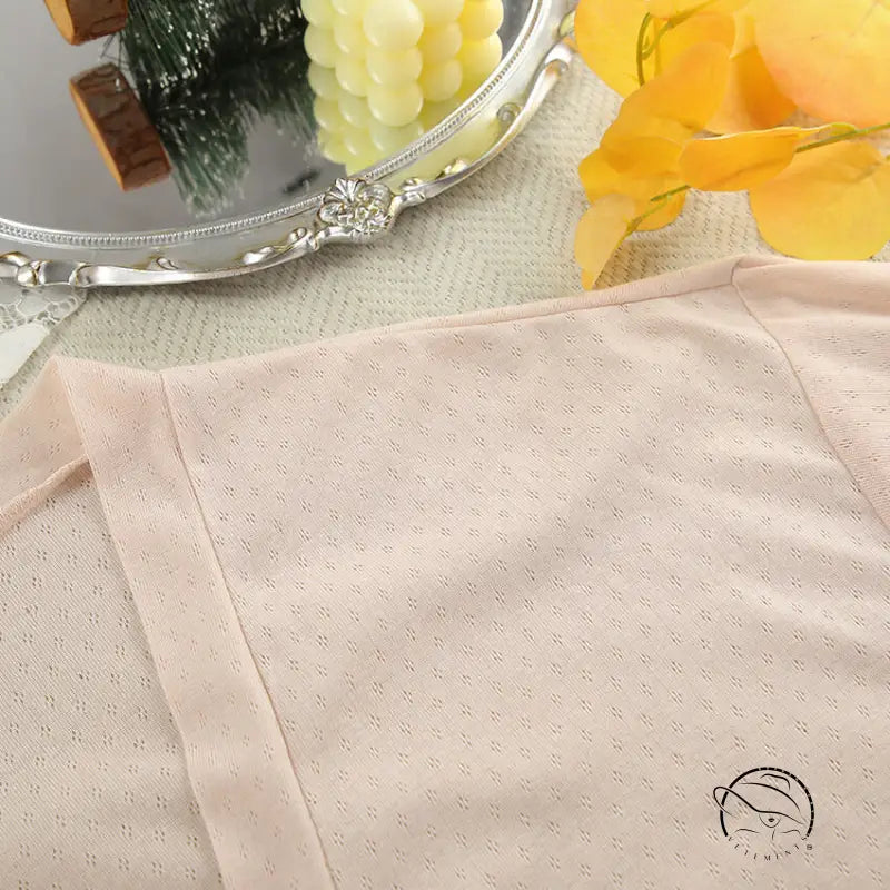 Blush pink mesh langry top with dotted texture from fashion nightgown set