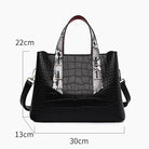 Langry fashion black crocodile handbag with snakeskin accents