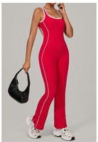 Red and white Nike Beauty Back Yoga Jumpsuit with contrast stitching