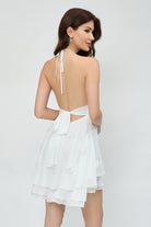 3d Floral Halter Chiffon Mini Dress
