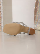 Langry fashion silver lace-up flat sandal with glittery heel