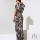 Slim fit leopard print crop top and palazzo pants set for women