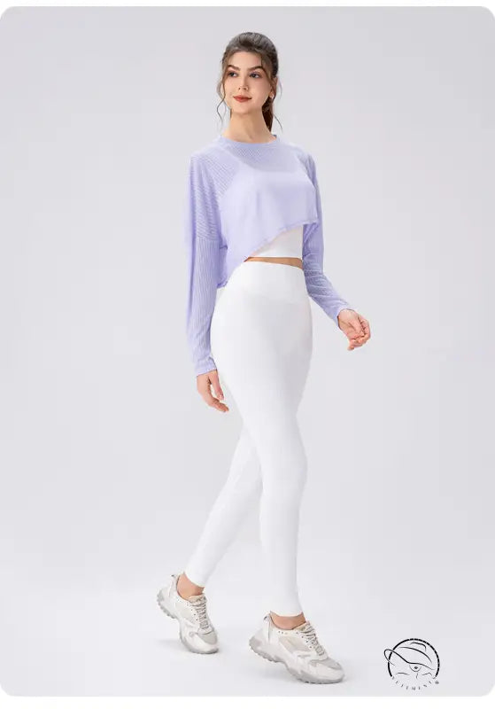 Women Yoga Blouse Long Sleeve Lightweight Breathable Workout Top Loose Outdoor Running Casual Sports