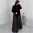 Black velvet blazer in langry autumn patchwork fashion coat