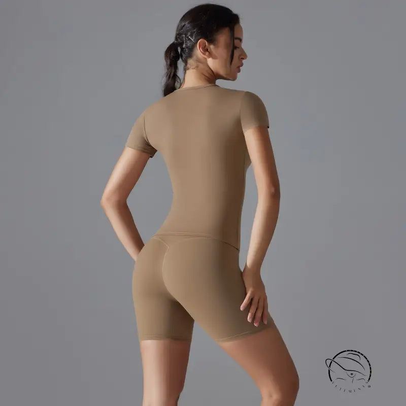 Spring Autumn t Shirt Quick Drying Yoga Clothes Short Sleeve Slim Fit Fitness Blouse Outdoor Running Sports Suit Women