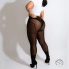 Tight mesh see-through black leggings with stiletto heels