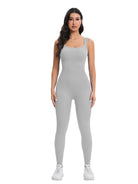 Sleek light gray ribbed langry fashion jumpsuit in peach slim fit