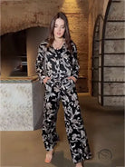 Elegant ribbon two piece set with floral-patterned pajamas