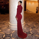 Elegant red fishtail dress in Langry fashion