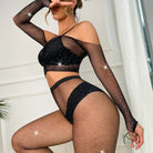 Chest Wrapped Rhinestone Lingerie Drill Starry Split Set