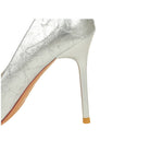 Langry fashion silver high heel shoe with gold tip and textured upper