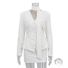 Elegant white peplum blazer with bow detail in langry fashion set