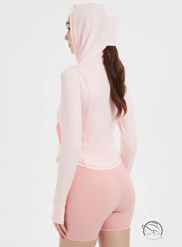 Sports Jacket Women High Elastic Hooded Quick Drying Top Violently Sweat Running Training Yoga Clothes Coat