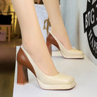 Fashionable Langry super high heel cream brown platform shoes