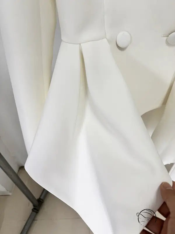 Langry fashion white double-breasted blazer in slim top jacket set
