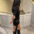 Black short dress with tie in Langry fashion